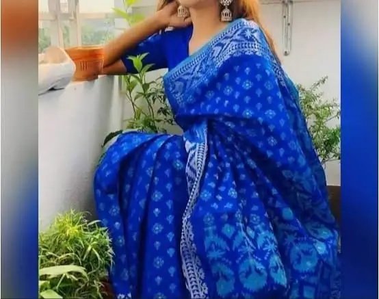 jamdani Slik saree combo package. for gift. blue color - Image 2