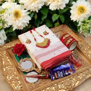 অরজিনাল তাঁতের হাফসিল্ক(পাতলা)শাড়ি।সাদা কালার কম্বো প্যাকেজ